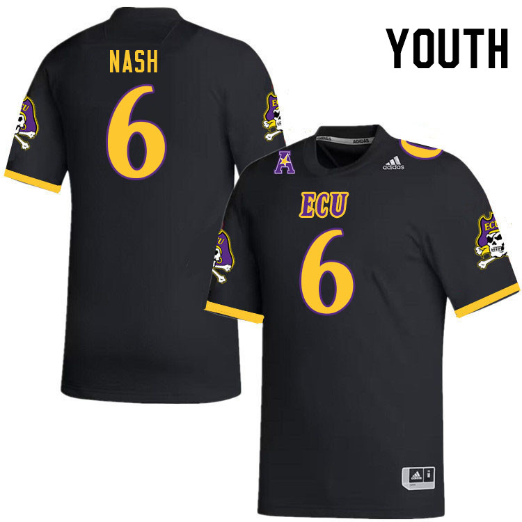 Youth #6 Dontavius Nash ECU Pirates College Football Jerseys Stitched-Black